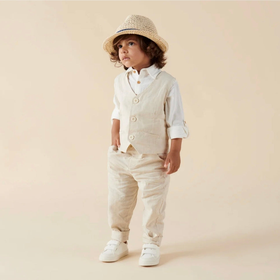 Designer Kidz - Finley Linen Pants - Sand