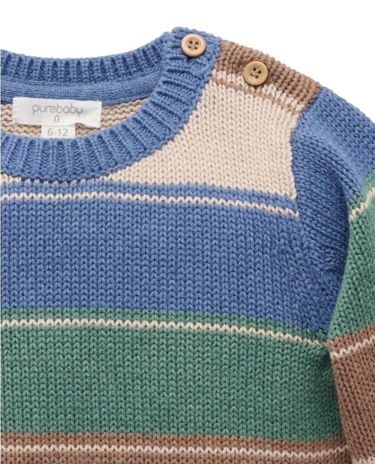 Purebaby - Forest Striped Jumper - Forest Stripe