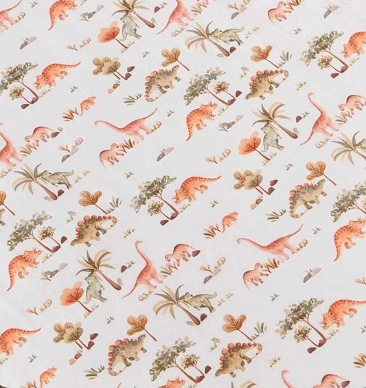 Snuggle Hunny Kids - Organic Fitted Cot Sheet - Dino