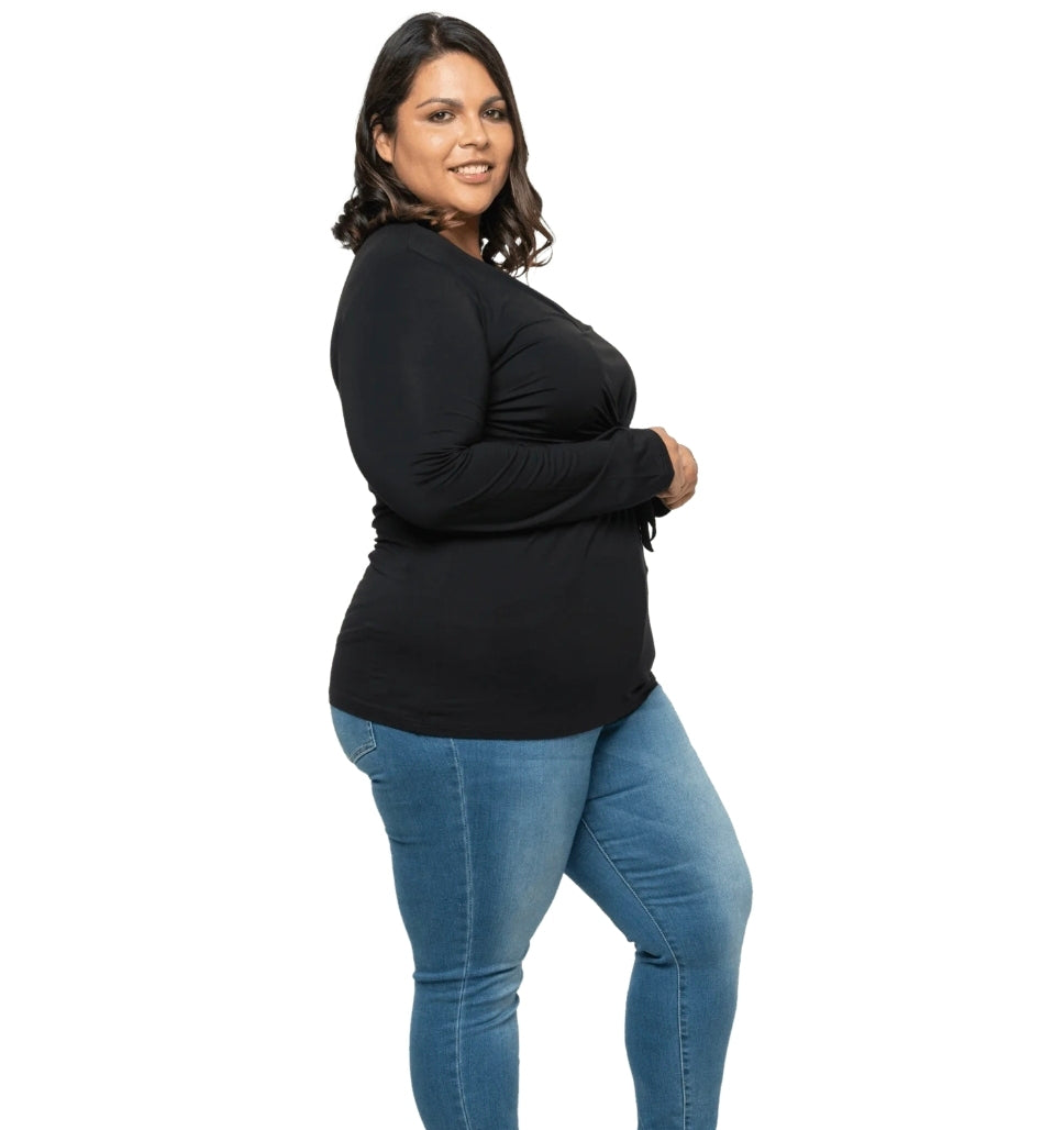 Mama Clothing - Billie Long Sleeve Breastfeeding Top - Black