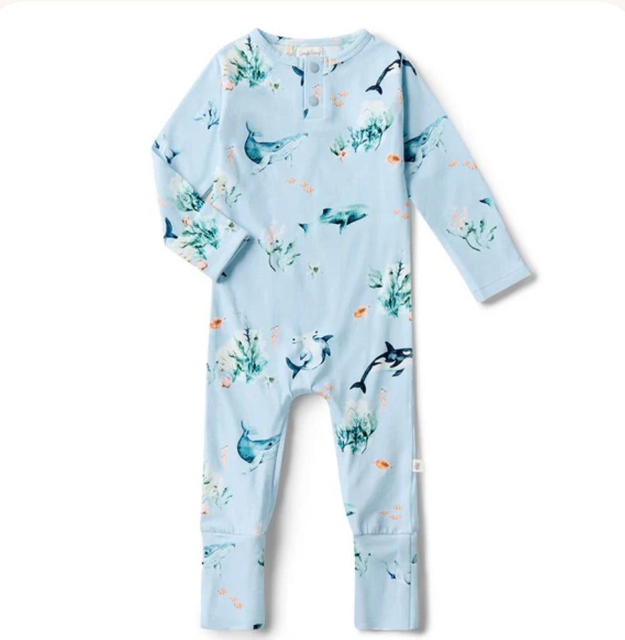 Snuggle Hunny Kids - Organic Growsuit - Blue Ocean