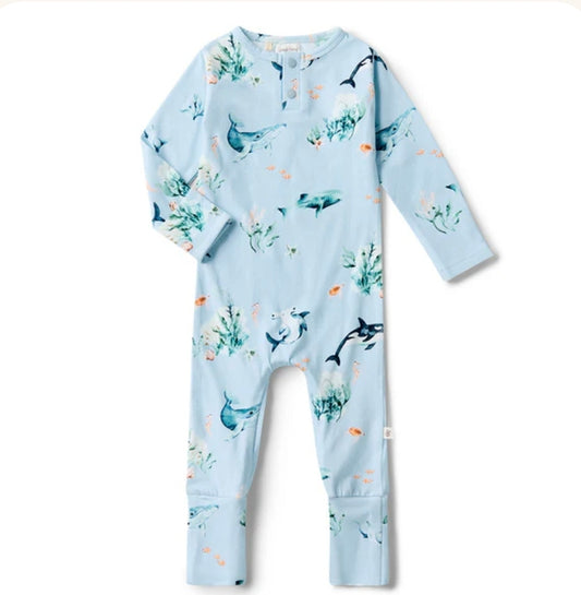 Snuggle Hunny Kids - Organic Growsuit - Blue Ocean