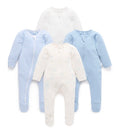 Load image into Gallery viewer, Purebaby - Zip Growsuit 4pk - Pale Blue Bear
