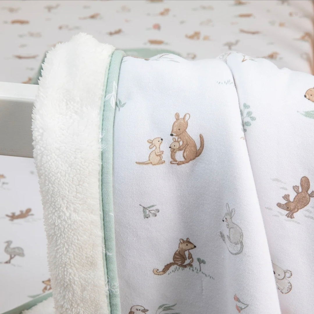Living Textiles - Organic Sherpa Pram Blanket - Australiana
