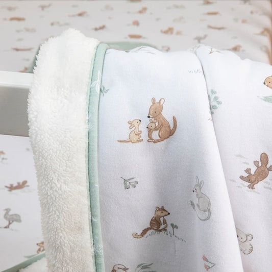 Living Textiles - Organic Sherpa Pram Blanket - Australiana