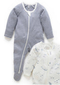 Load image into Gallery viewer, Purebaby - 2pk Zip Growsuit - Vanilla/Nautical
