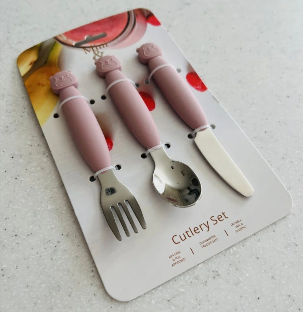 Mini & Me - Metal Cutlery Set - Cherry