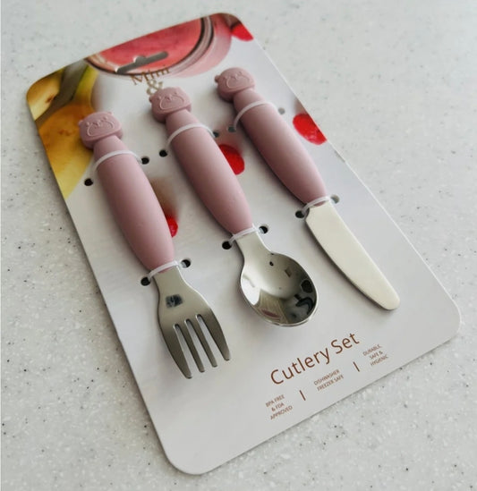 Mini & Me - Metal Cutlery Set - Cherry