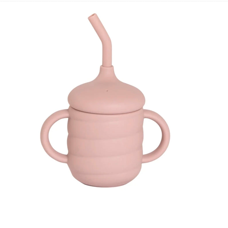 All4Ella - Silicone Sippy Cup with Straw - Dusty Pink