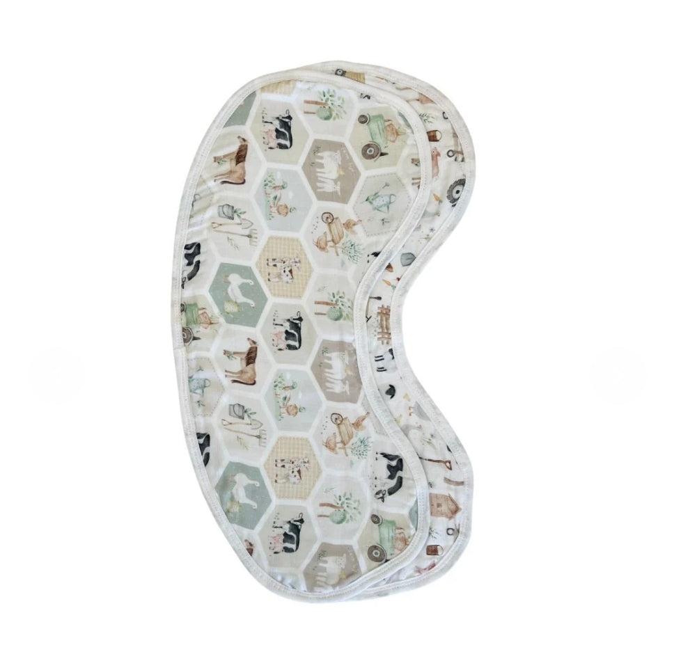 Mini & Me - Burp Bib - Patchwork Farm/Farm Life