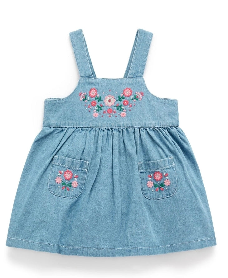 Purebaby -  Embroidered Pinnie Faded Denim