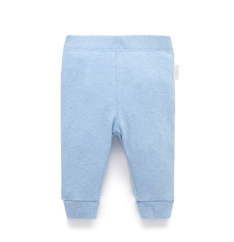 Purebaby - Ribed Leggings - Pale Blue Melange