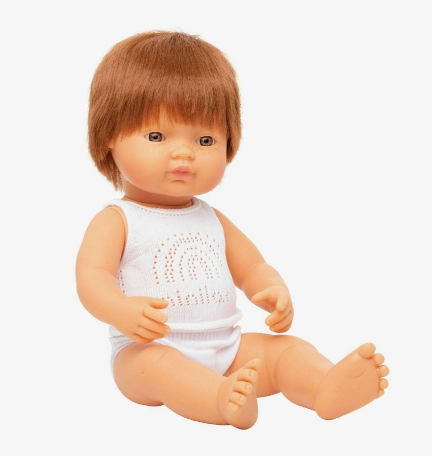 Miniland Doll 38 cm - Caucasian Boy, Red Head