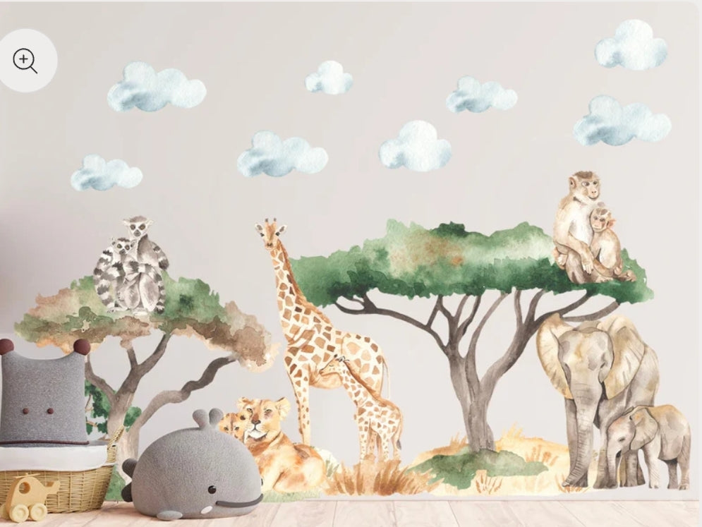 Wall Koala - African Wildlife Parent-Child Series Wall Decal - Elephant Giraffe Lemur - Removable Peel and Stick