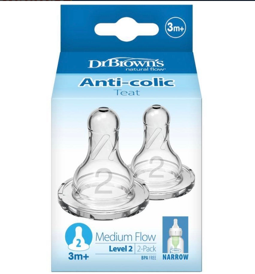 Dr Browns Narrow Teat Level - 2 Silicone 2pk