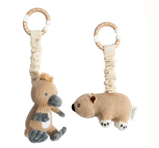 Living Textiles - 2Pk Stroller Toys - Wombat & Platypus
