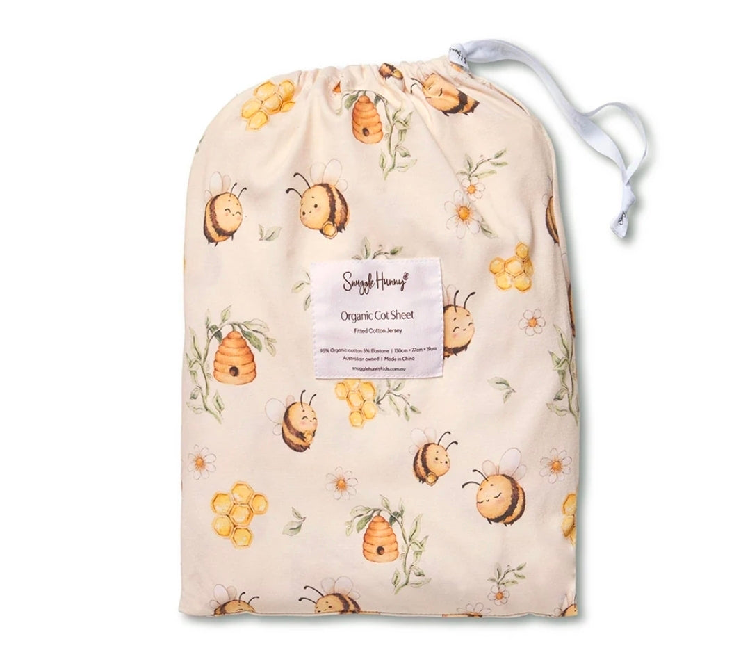 Snuggle Hunny Kids - Organic Fitted Cot Sheet - Bumblebees