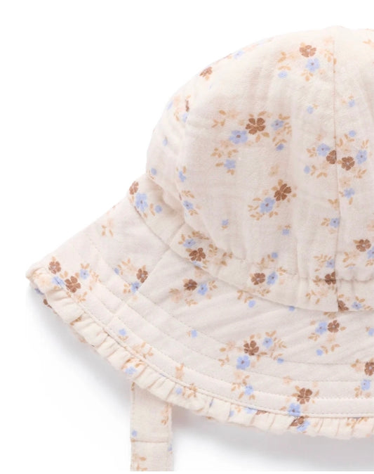 Purebaby - Ruffle Sunhat - Garden Ditsy Print