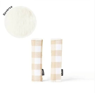 OiOi- Harness Pram Strap Covers - Gingham Beige/ Fleece