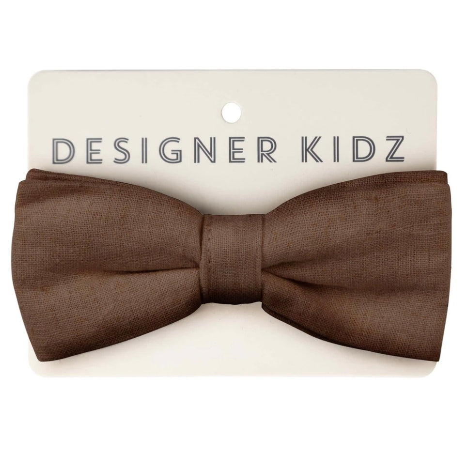 Designer Kidz - Finley Linen Bow Tie - Chocolate