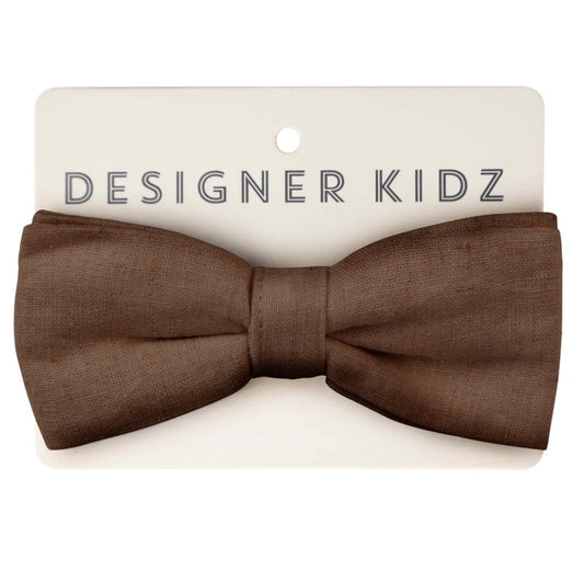 Designer Kidz - Finley Linen Bow Tie - Chocolate