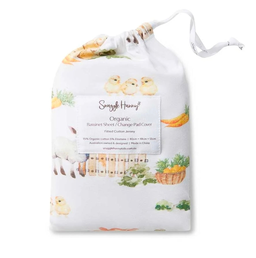 Snuggle Hunny- Bassinet Sheet/Change Pad cover- FarmYard