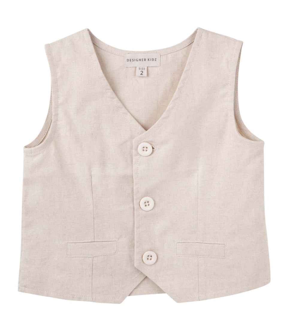 Designer Kidz - Finley Linen Vest - Sand