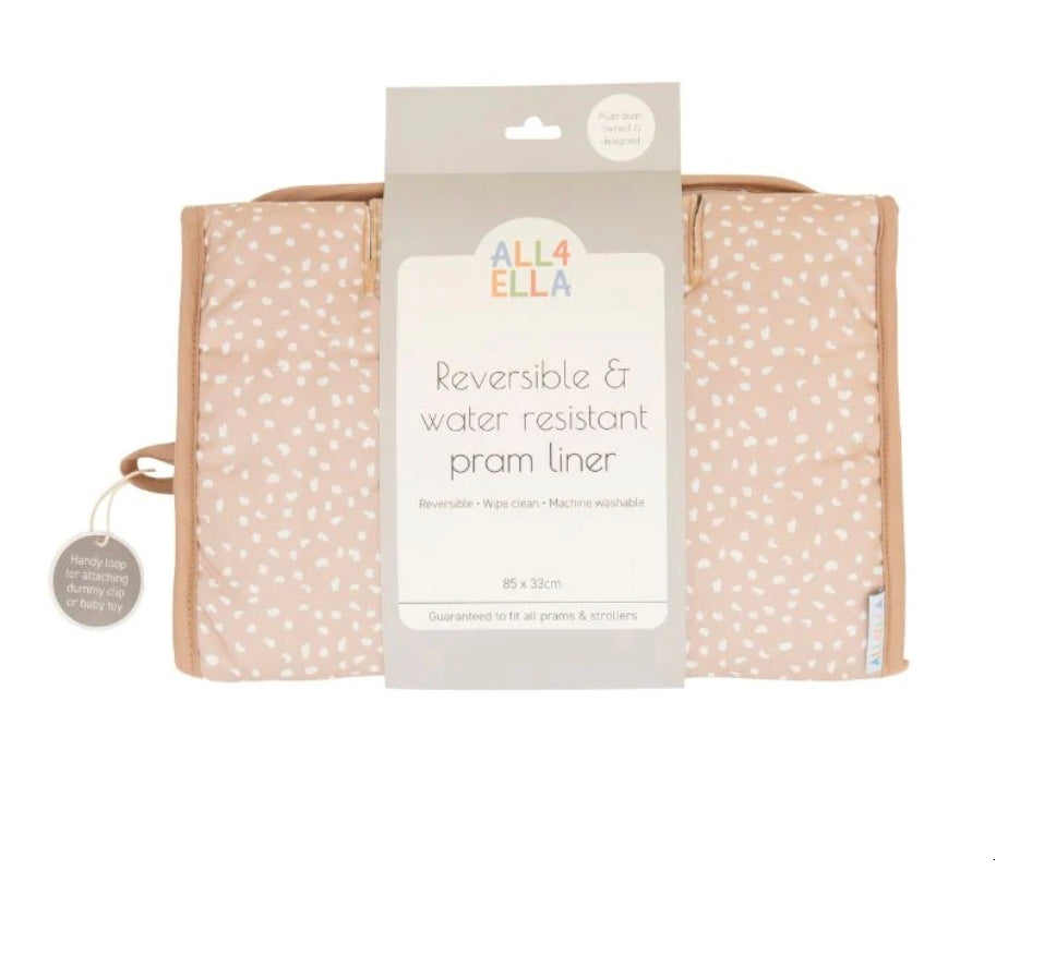 All4Ella - Reversible Pram Liner - Beige Dots