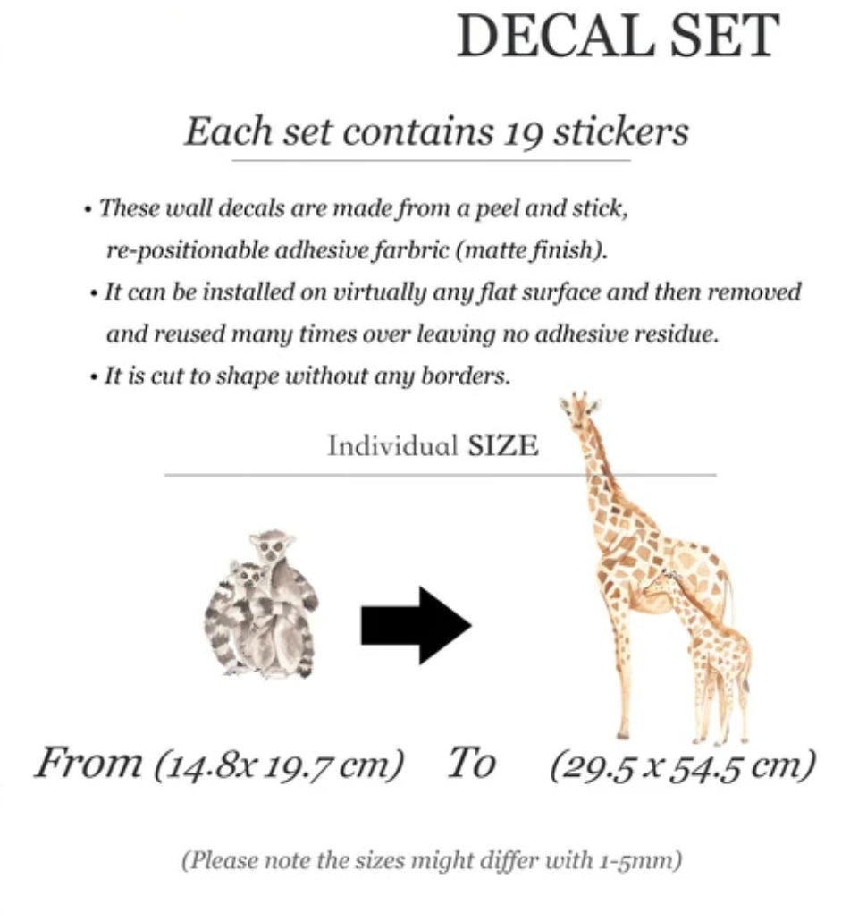 Wall Koala - African Wildlife Parent-Child Series Wall Decal - Elephant Giraffe Lemur - Removable Peel and Stick