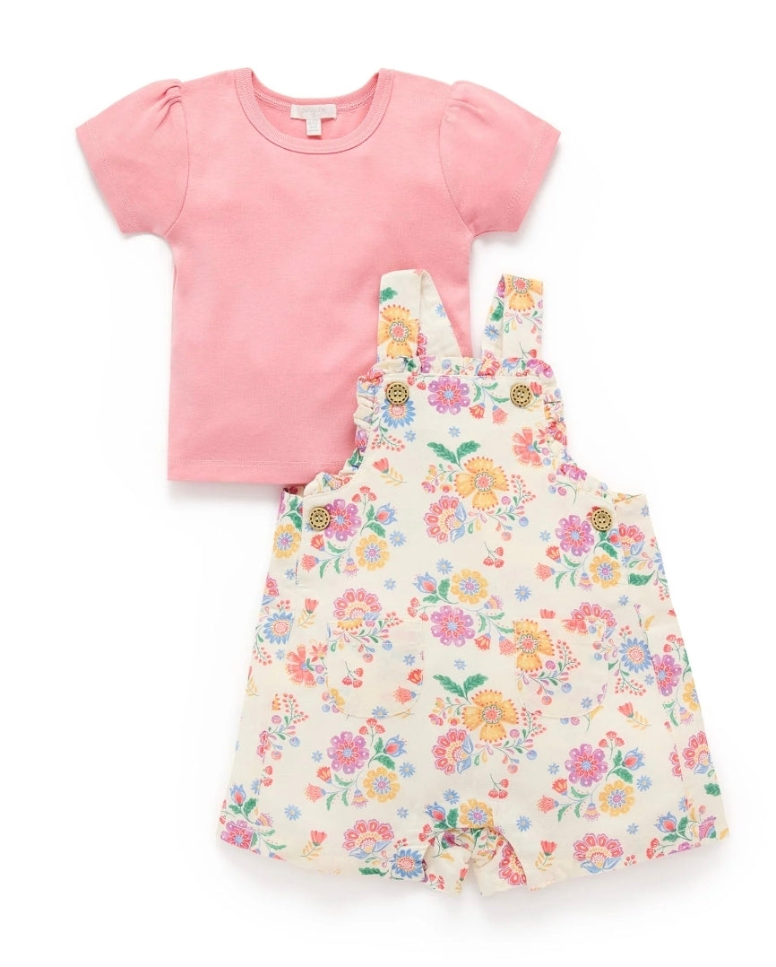 Purebaby - Linen Blend Overall Set - Mexican Floral