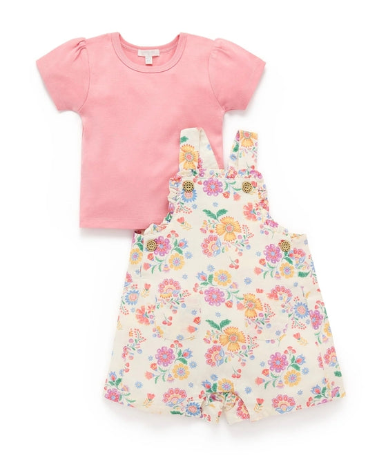 Purebaby - Linen Blend Overall Set - Mexican Floral