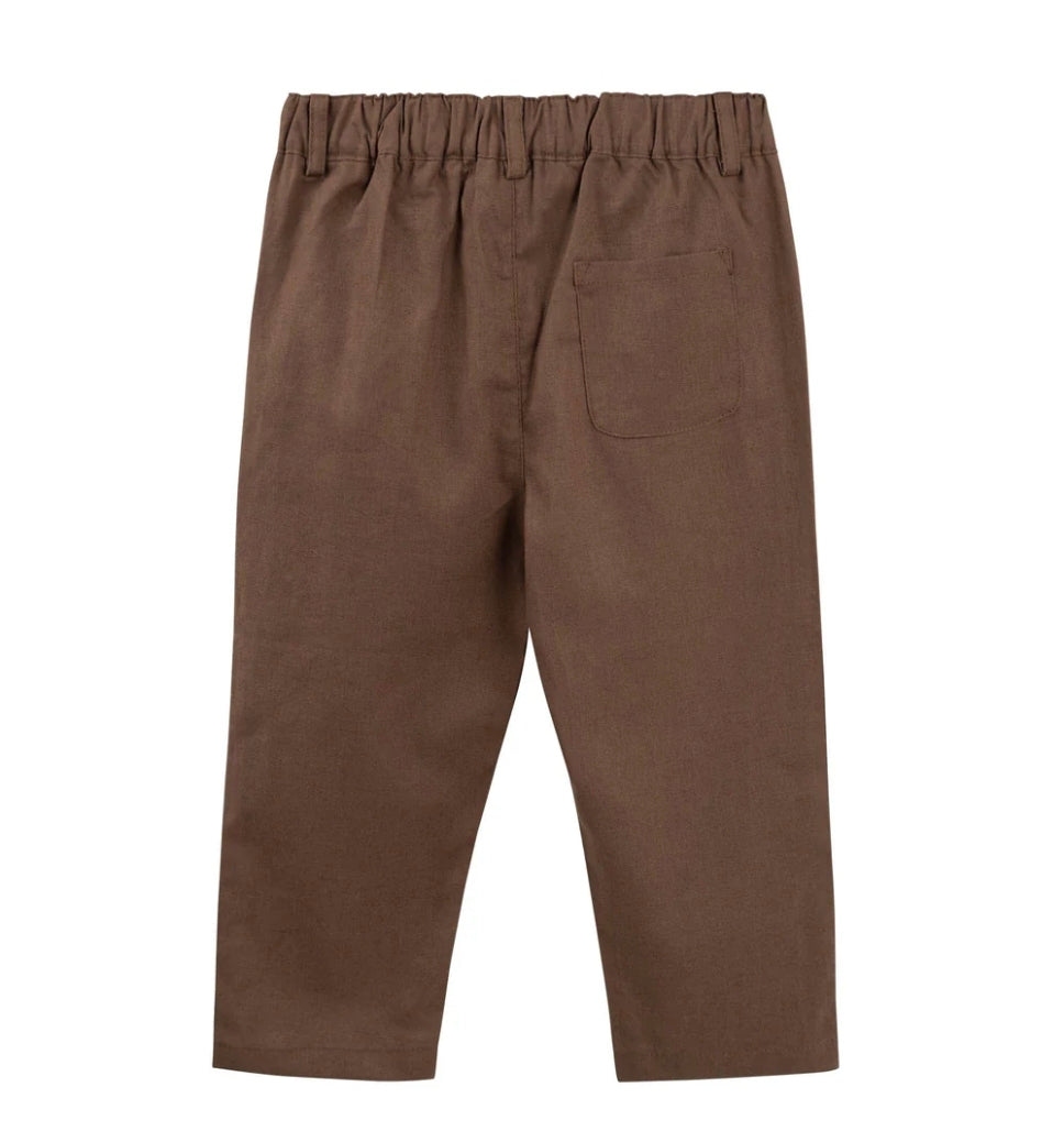 Designer Kidz - Finley Linen Pants - Chocolate
