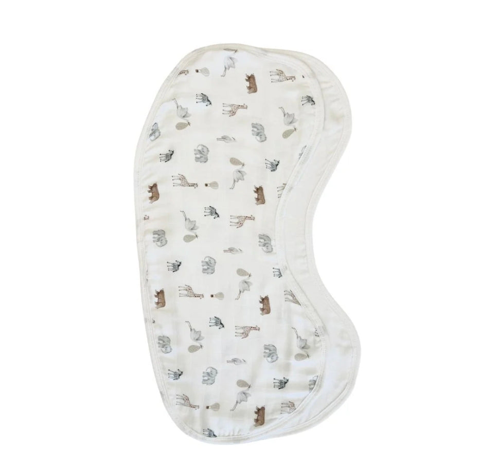 Mini & Me - Burp Bib - Savanna Bebe/White