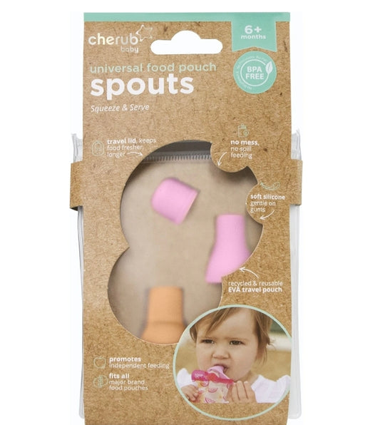 Cherub Baby - Universal Food Pouch Spouts - Pink/Orange