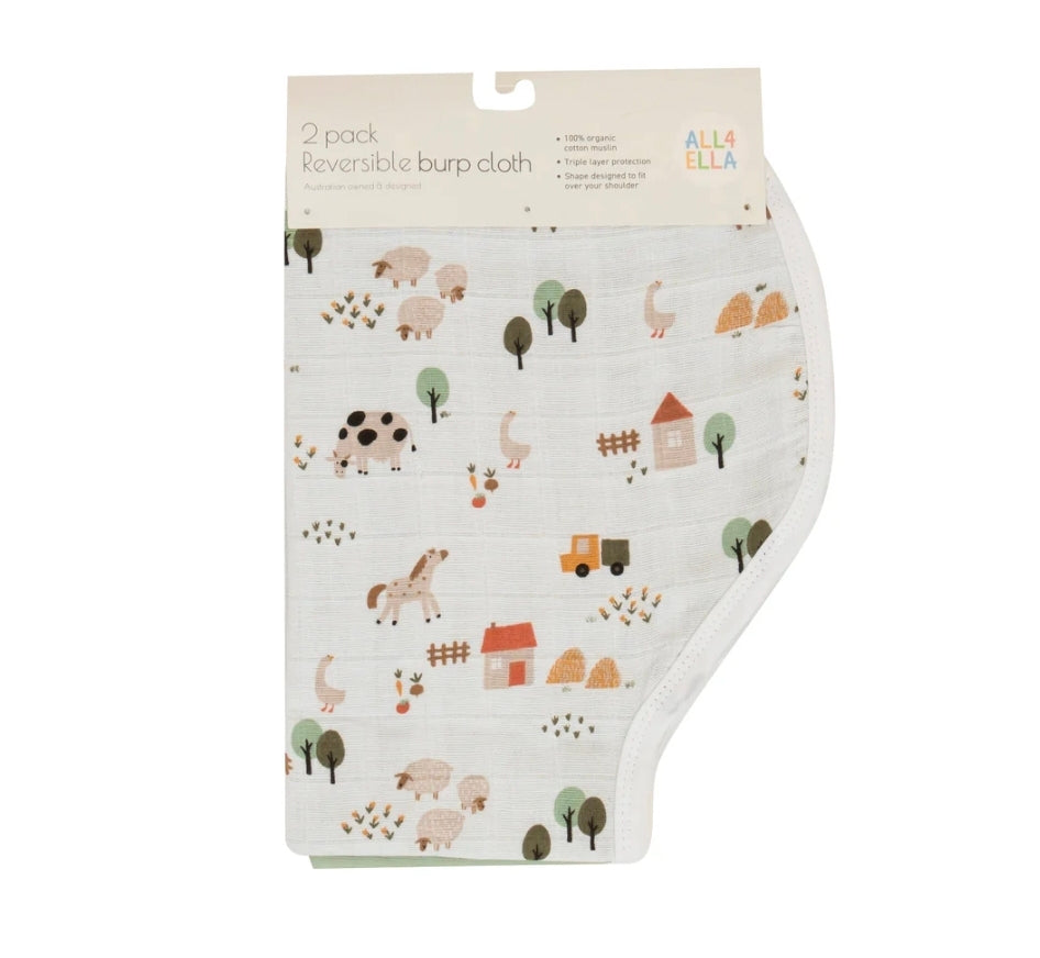 All4Ella - Burp Cloth 2pk - Country Farm