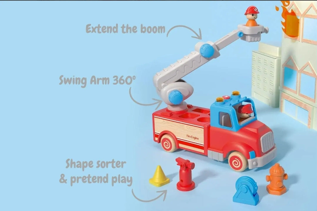 Wanborns - Wooden Fire Engine With Sound & Lights
