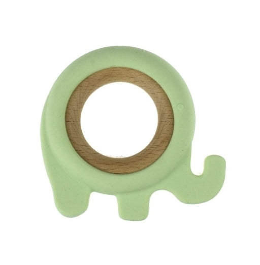 Koala Dream Silicone and Timber -  Elephant Teether Green