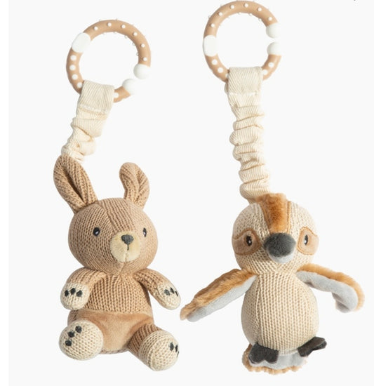Living Textiles - 2Pk Stroller Toys - Kookaburra & Kangaroo