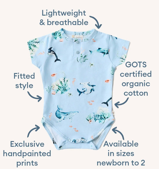 Snuggle Hunny - S/S Body Suit - Ocean Blue