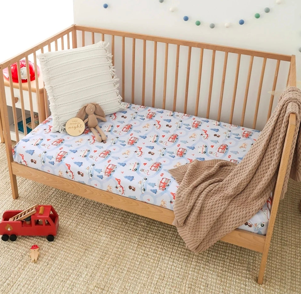 Snuggle Hunny Kids - Organic Fitted Cot Sheet - To The Rescue