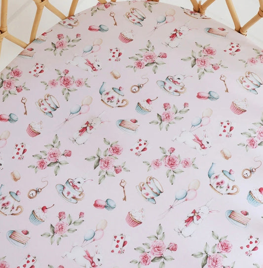 Snuggle Hunny - Organic Bassinet Sheet - Alice’s Tea Party