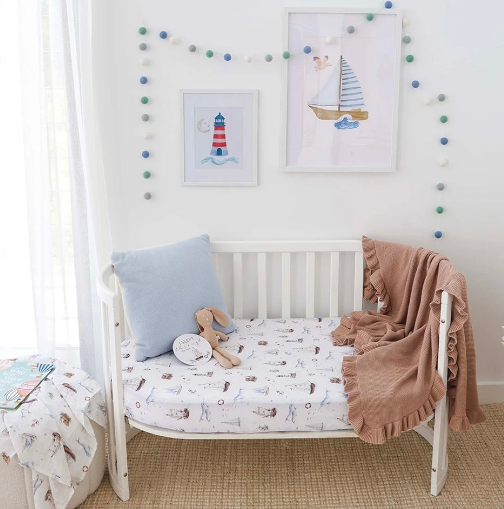 Snuggle Hunny - Organic Cotton Fitted Cot set- Set Sail