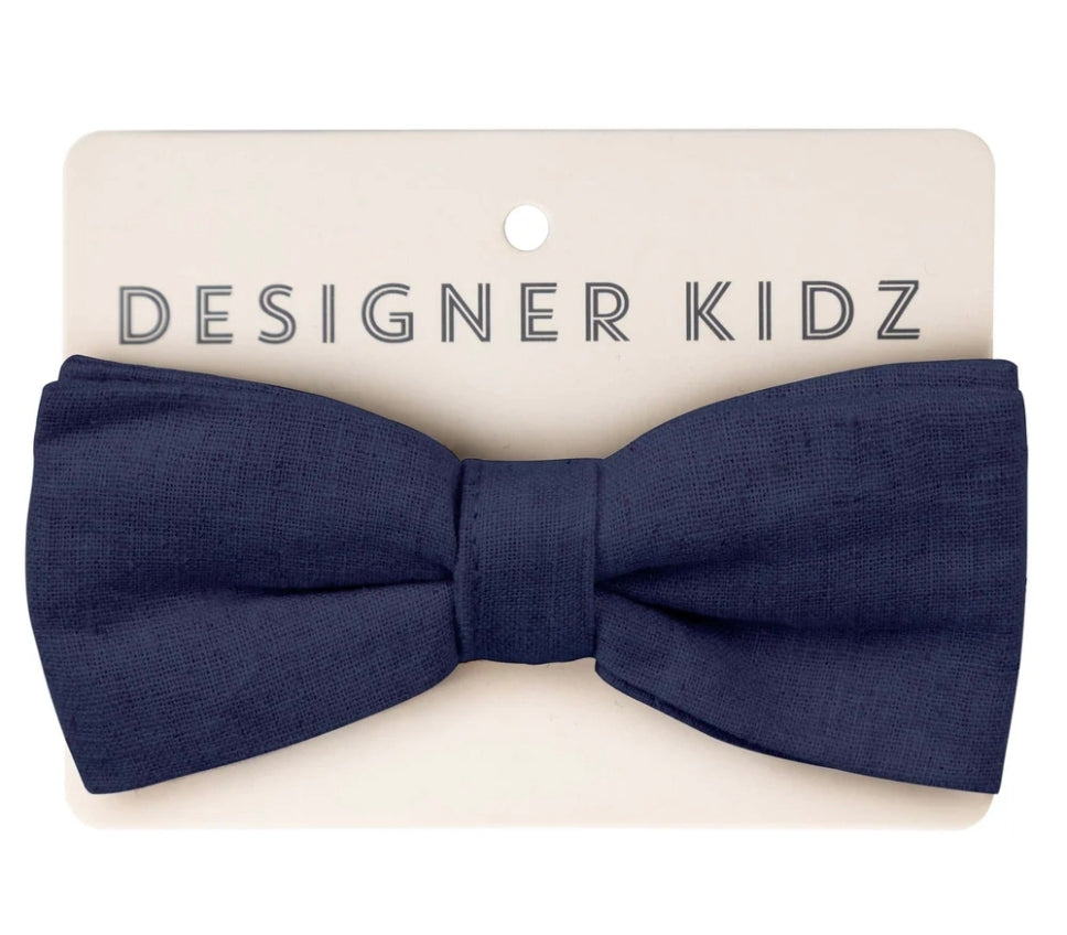 Designer Kidz - Finley Linen Bow Tie - Navy