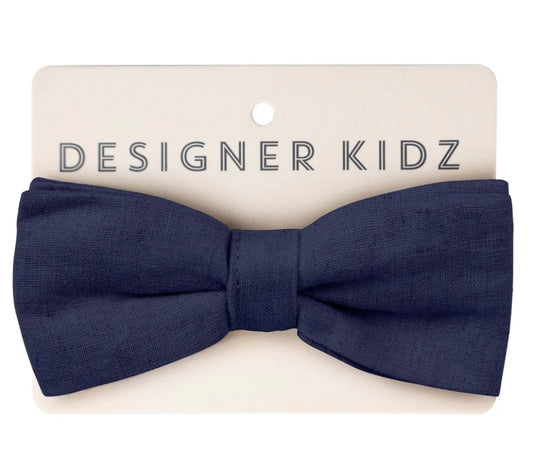 Designer Kidz - Finley Linen Bow Tie - Navy