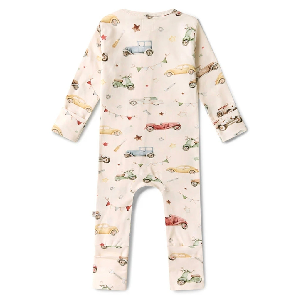 Snuggle Hunny Kids - Organic Convertible Snugglesuit - Vintage Cars