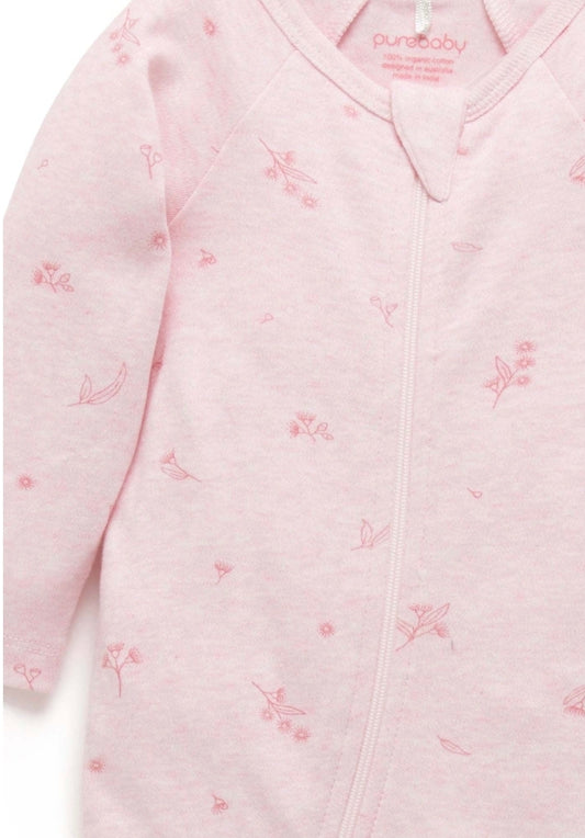 Purebaby - Growsuit & Headband Set - Pale Pink Blossom