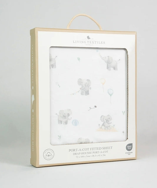 Port-A-Cot Fitted Sheet - Elephant Playtime