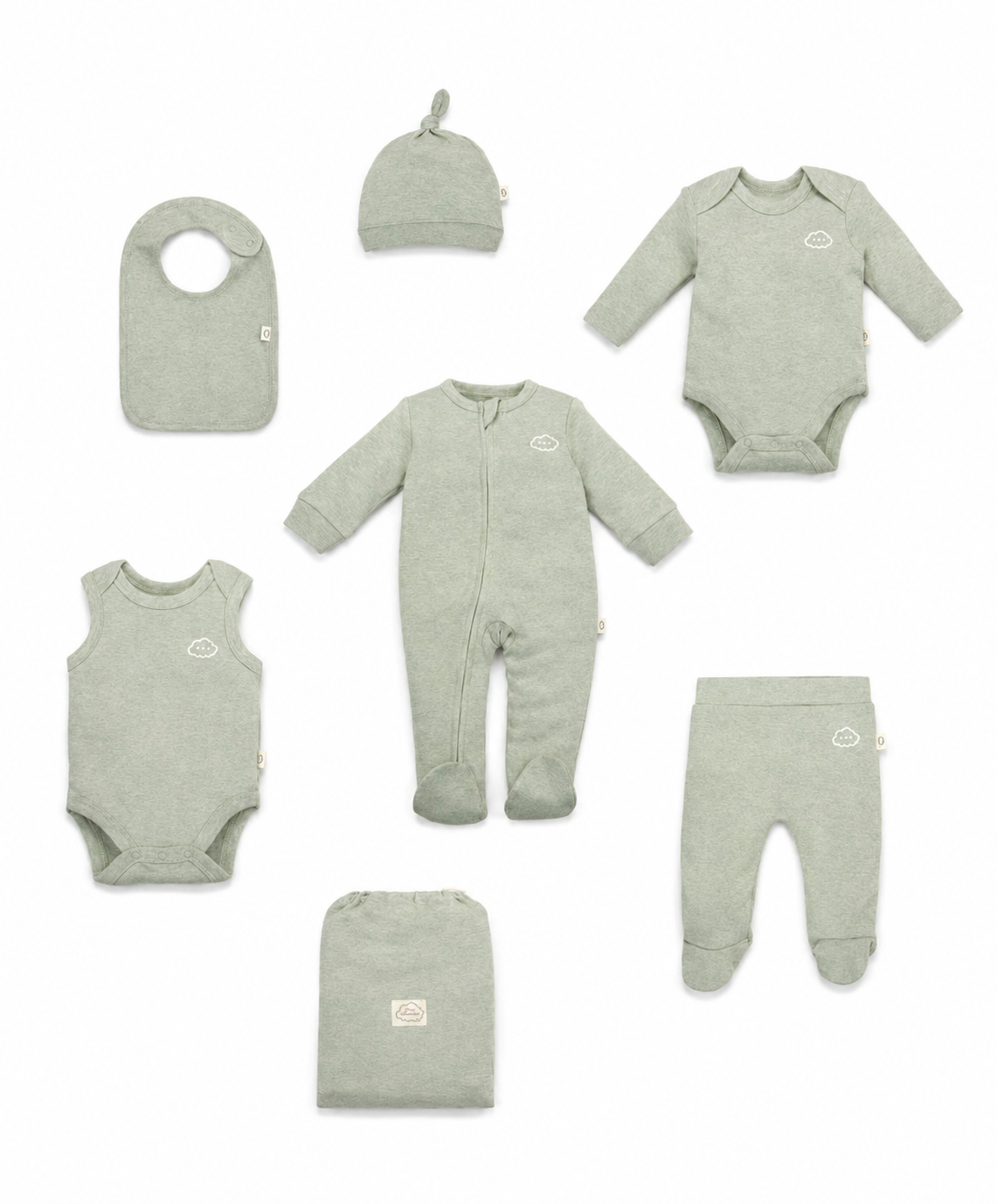 Lummi In Colour - Organic Cotton 6pc Essentials - Sage Green