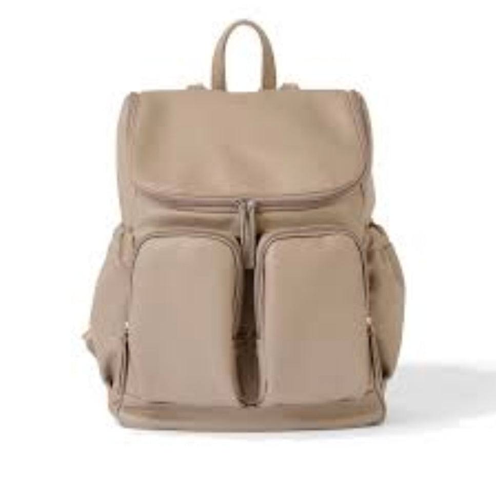 OiOi Faux Leather Nappy Backpack - Oat