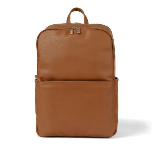 OiOi Faux Leather Multitasker Nappy Backpack - Chestnut